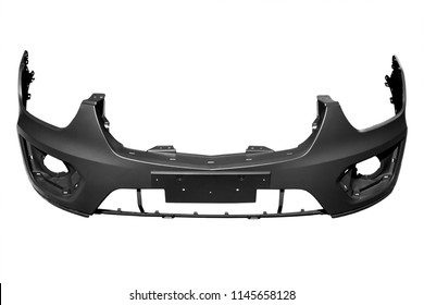 New black car bumper on a white background