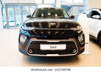 New black KIA car in the car dealership. rent, sale of cars at an authorized dealer. Russia, Rostov-on-Don, motor showroom KLYUCHAVTO, 20.12.2021
