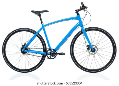 New blue bicycle isolated on a white background