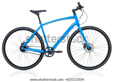 New blue bicycle isolated on a white background