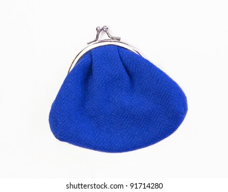 New Blue Knit Change Coin Purse With Clasp