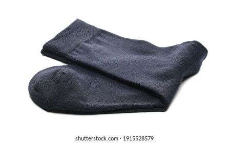 New Blue Socks Pair Isolated On White Background