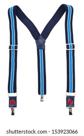 New Blue Suspenders Isolated On White Background