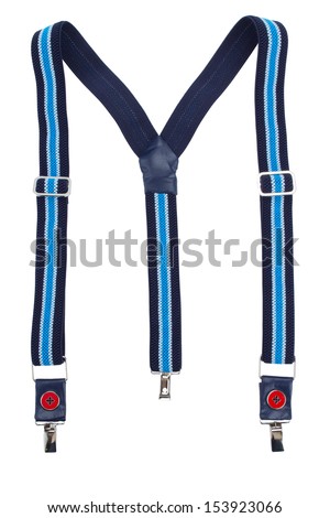 New blue suspenders isolated on white background
