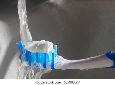 New Blue Toothbrush And Fluoride Toothpaste