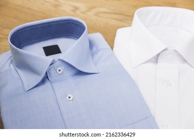 New Blue And White Wide Collar Shirt 