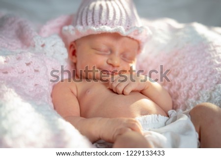 Similar – Image, Stock Photo Baby girl crying because wants pacifier