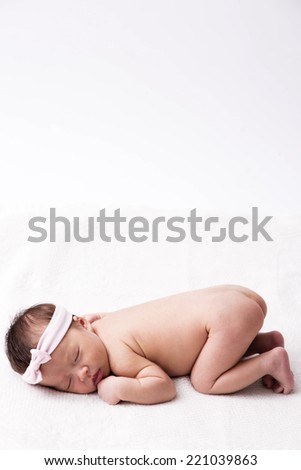 Similar – Baby girl with pompom hat sleeping