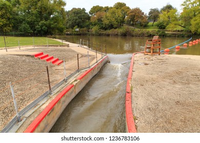 The New Braunfels Tube Shoot Is An Attraction Water Slide On The Comal River. It's A Ride Tubers Can Take While Floating The River, New Braunfels, Texas.