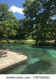 New Braunfels/Texas/ USA - May 12 2020: Tubing On Comal River 