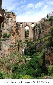 New Bridge (Puente Nuevo) Seen From Within The Gorge, Ronda, Malaga Province, Andalusia, Spain, Western Europe.