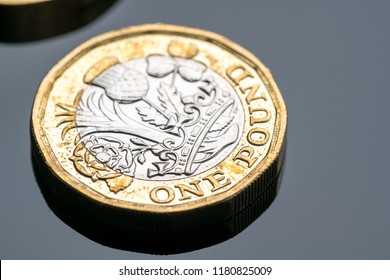 New British One Pound Coin In Studio