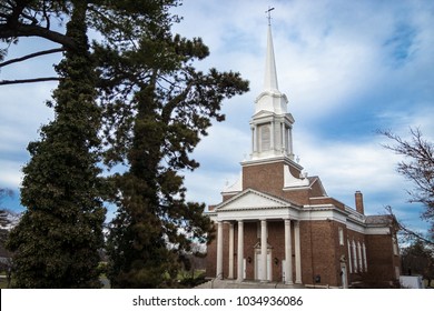 NEW BRUNSWICK, NEW JERSEY - February 26, 2018: Voorhees Chapel Stands Tall On Campus As Douglass College Celebrates 100 Year Anniversary