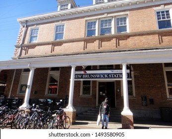 New Brunswick, NJ - April 20 2013: The Exterior Of The New Brunswick NJ Transit Commuter Rail Station