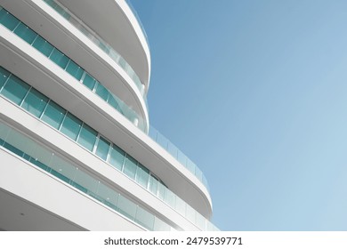 New building architecture on blue sky background,Low angle architectural exterior view of modern,copy space foe text - Powered by Shutterstock