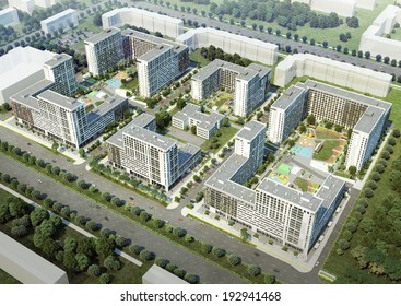 New Building. Residential Complex. Planting Of Greenery