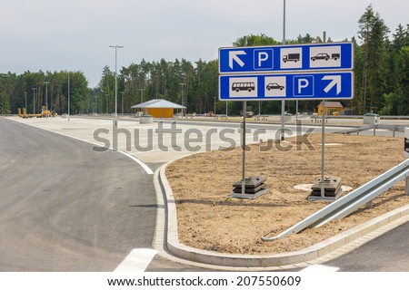 New built parking space at the highway