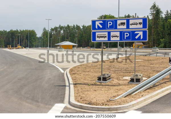 New built parking\
space at the highway