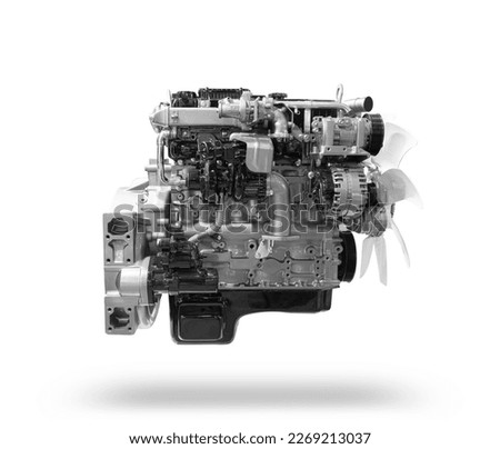 New Bus or Truck Car Engine Isolated on White Background