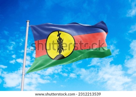 New Caledonia flag waving in the wind