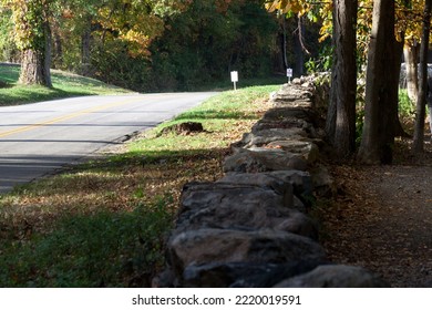 New Canaan, CT, USA - October 22, 2022: Rural Road During The Autumn Season In New Canaan Connecticut
