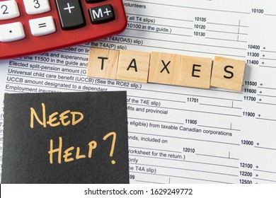 New Canadian Personal Tax Forms And Letter Tiles Showing Refunds And Taxes