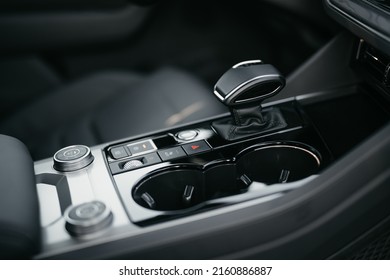 New car automatic transmission. Car interior