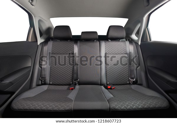 New car inside. Clean car interior. Black\
back seats in sedan. Car cleaning\
theme.