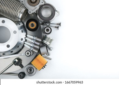 new car parts on white background with copy space view from above - Shutterstock ID 1667059963