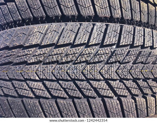 New car tire texture at
the garage