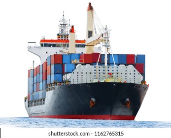 Empty Full Cargo Container Ship Front Stock Vector (Royalty Free ...