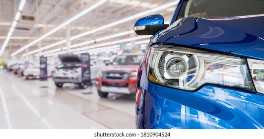 New Cars In Dealer Showroom Interior Background