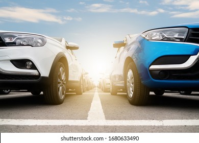 New cars in stock. Automotive industry - Shutterstock ID 1680633490