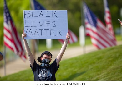 NEW CASTLE, PENNSYLVANIA / USA - June 2, 2020: Black Lives Matter, `I Can`t Breathe` Peaceful Protest For George Floyd