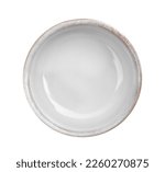 New ceramic bowl on white background, top view