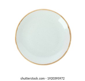 New Ceramic Plate Isolated On White, Top View