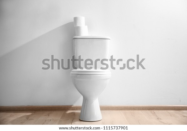 New Ceramic Toilet Bowl Near Light Stock Photo (Edit Now) 1115737901