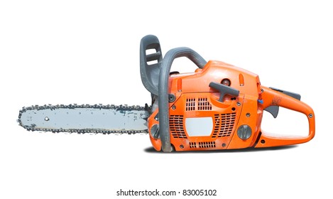 New Chain Saw. Isolated Over White Background