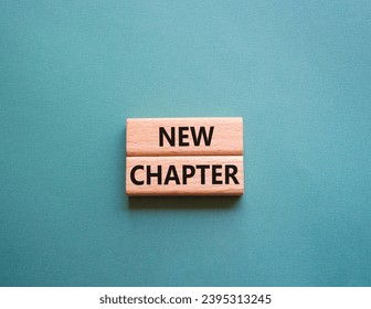New Chapter symbol. Concept word New Chapter on wooden blocks. Beautiful grey green background. Business and New Chapter concept. Copy space - Shutterstock ID 2395313245