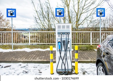 New charging stations at a service station in Germany, Europe