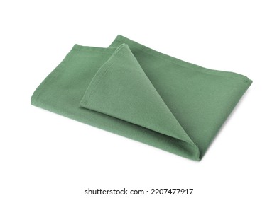 New Clean Green Cloth Napkin Isolated On White