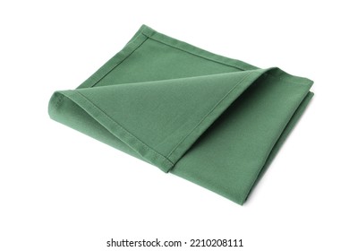 New Clean Green Cloth Napkin Isolated On White