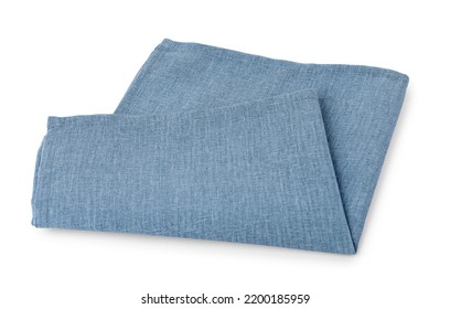 New Clean Light Blue Cloth Napkin Isolated On White