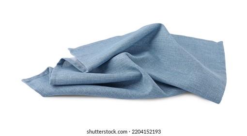 New Clean Light Blue Cloth Napkin Isolated On White