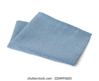 New Clean Light Blue Cloth Napkin Isolated On White