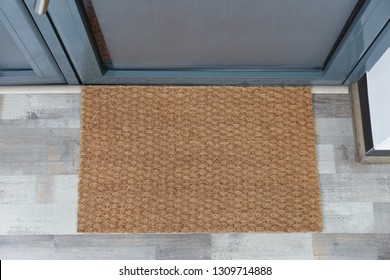 New Clean Mat Near Entrance Door, Top View