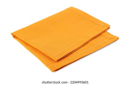 New clean orange cloth napkin isolated on white - Shutterstock ID 2204993601