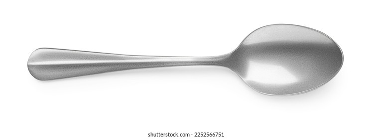 New clean shiny spoon isolated on white, top view