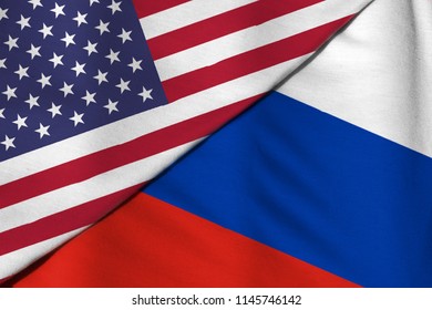 The New Cold War. Flag Of The United States. Flag Of Russia.