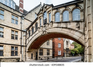 New College Lane and Bridge of Sighs in Oxford with no people. The city is known as the home of the University of Oxford, the oldest university in the English speaking world.